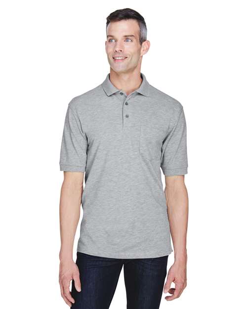 Harriton Men's Easy Blend™ Polo with Pocket - Harriton M265P Grey Heather S