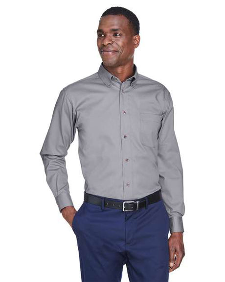 Harriton Men's Easy Blend™ Twill Shirt - Harriton M500 Dark Grey XS