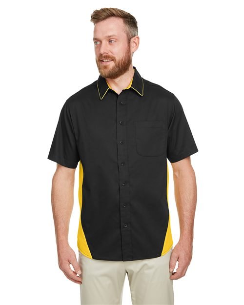 Harriton Men's Flash IL Colorblock Shirt - Harriton M586 Black/ Dark Charcoal S