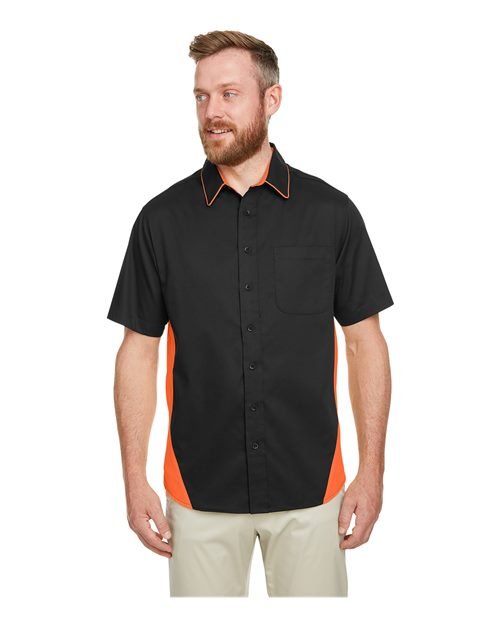 Harriton Men's Flash IL Colorblock Shirt - Harriton M586 Black/ Team Orange S