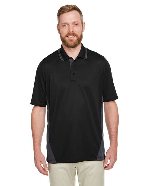 Harriton Men's Flash Snag Protection Plus IL Colorblock Polo - Harriton M386 Black/ Dark Charcoal S