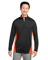 Harriton Men's Flash Snag Protection Plus IL Colorblock Quarter - Zip Pullover - Harriton M786 Black/ Dark Charcoal S