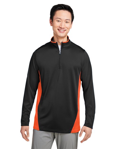 Harriton Men's Flash Snag Protection Plus IL Colorblock Quarter - Zip Pullover - Harriton M786 Black/ Dark Charcoal S