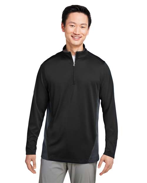 Harriton Men's Flash Snag Protection Plus IL Colorblock Quarter - Zip Pullover - Harriton M786 Black/ Dark Charcoal S