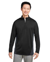 Harriton Men's Flash Snag Protection Plus IL Colorblock Quarter - Zip Pullover - Harriton M786 Black/ Dark Charcoal S