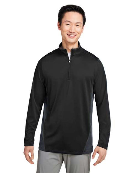 Harriton Men's Flash Snag Protection Plus IL Colorblock Quarter - Zip Pullover - Harriton M786 Black/ Dark Charcoal S