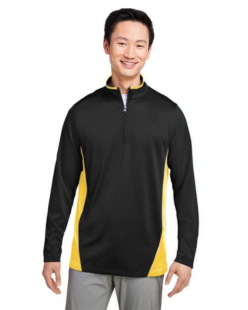 Harriton Men's Flash Snag Protection Plus IL Colorblock Quarter - Zip Pullover - Harriton M786 Black/ Sunray Yellow S