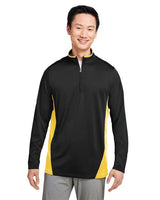 Harriton Men's Flash Snag Protection Plus IL Colorblock Quarter - Zip Pullover - Harriton M786 Black/ Sunray Yellow S