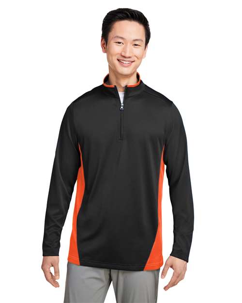 Harriton Men's Flash Snag Protection Plus IL Colorblock Quarter - Zip Pullover - Harriton M786 Black/ Team Orange S