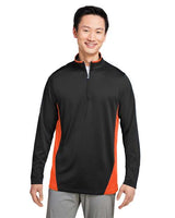 Harriton Men's Flash Snag Protection Plus IL Colorblock Quarter - Zip Pullover - Harriton M786 Black/ Team Orange S