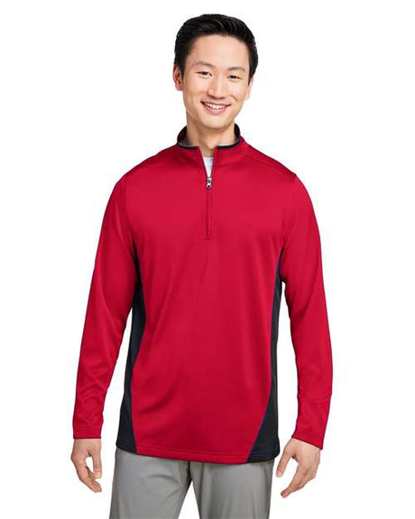 Harriton Men's Flash Snag Protection Plus IL Colorblock Quarter - Zip Pullover - Harriton M786 Red/ Black S