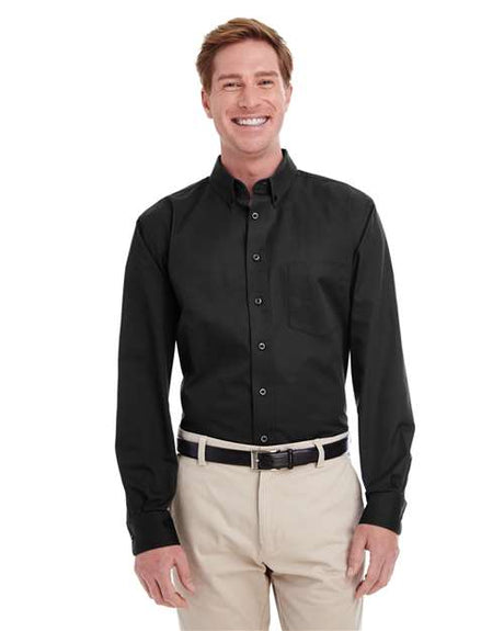 Harriton Men's Foundation Cotton Twill Dress Shirt with Teflon - Harriton 15718 Black S