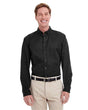 Harriton Men's Foundation Cotton Twill Dress Shirt with Teflon - Harriton 15718 Black S