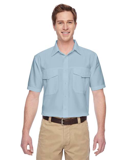 Harriton Men's Key West Short Sleeve Performance Staff Shirt - Harriton M580 Cloud Blue XS Button - Up Shirts