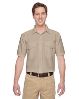 Harriton Men's Key West Short Sleeve Performance Staff Shirt - Harriton M580 Khaki XS Button - Up Shirts