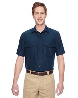 Harriton Men's Key West Short Sleeve Performance Staff Shirt - Harriton M580 Navy XS Button - Up Shirts