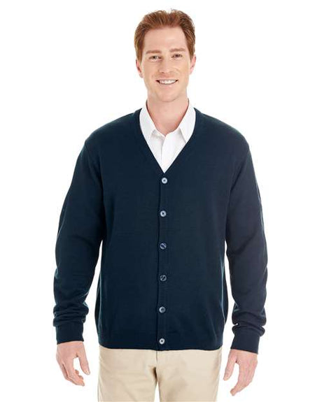 Harriton Men's Pilbloc™ V - Neck Button Cardigan Sweater - Harriton M425 Dark Navy XS