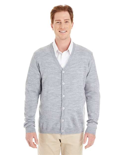 Harriton Men's Pilbloc™ V - Neck Button Cardigan Sweater - Harriton M425 Grey Heather XS