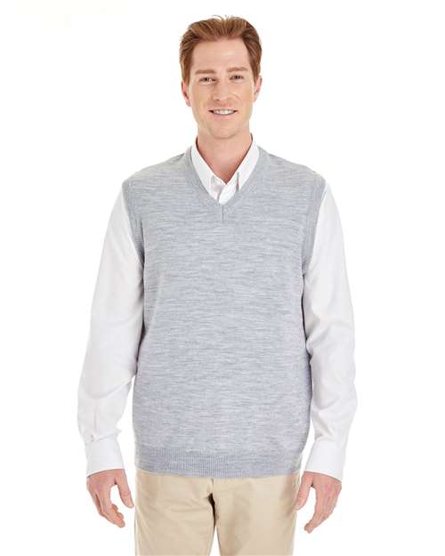 Harriton Men's Pilbloc™ V - Neck Sweater Vest - Harriton M415 Grey Heather XS