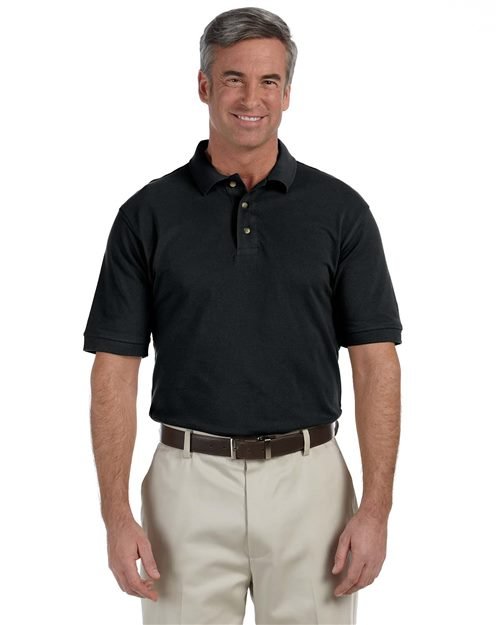 Harriton Men's Tall Cotton Pique Polo - Harriton M200T Black XLT