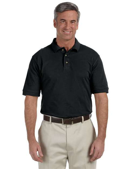 Harriton Men's Tall Cotton Pique Polo - Harriton M200T Black XLT