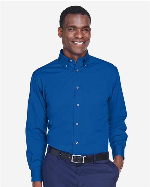Harriton Men's Tall Easy Blend™ Twill Dress Shirt - Harriton 14335 French Blue XLT