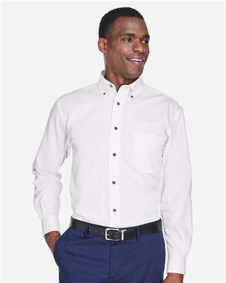 Harriton Men's Tall Easy Blend™ Twill Dress Shirt - Harriton 14335 White XLT
