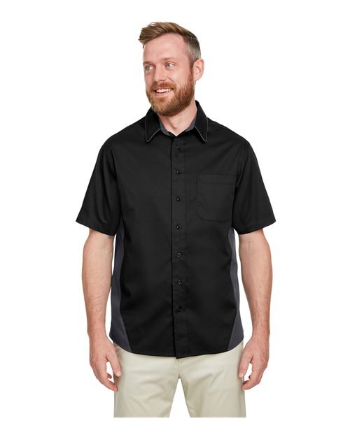 Harriton Men's Tall Flash IL Colorblock Shirt - Harriton M586T Black/ Dark Charcoal LT