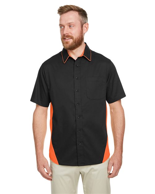 Harriton Men's Tall Flash IL Colorblock Shirt - Harriton M586T Black/ Dark Charcoal LT