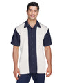 Harriton Men's Two - Tone Camp Shirt - Harriton M575 Navy/ Cream S