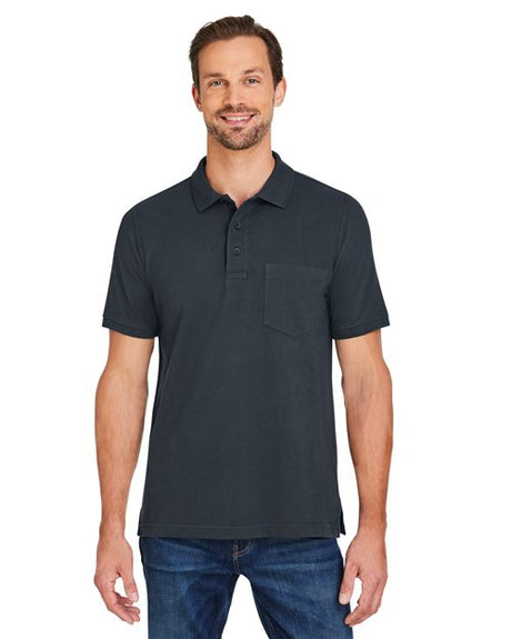 Harriton Men's Valiant Cotton Snag Protect Pocket Polo - Harriton M205P Black S