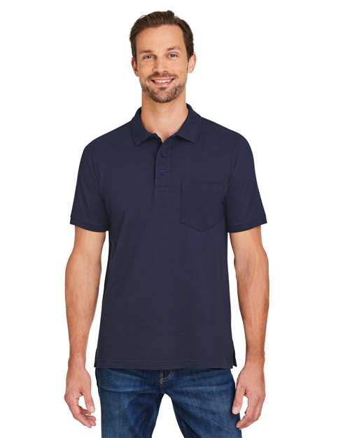 Harriton Men's Valiant Cotton Snag Protect Pocket Polo - Harriton M205P Dark Navy S