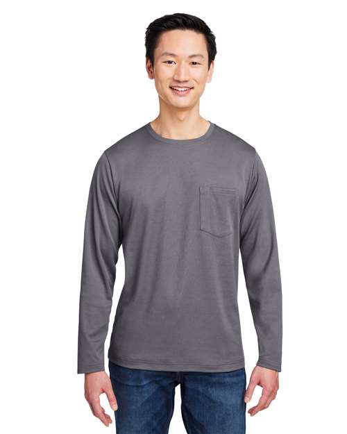 Harriton Unisex Charge Snag and Soil Protect Long Sleeve T-Shirt - Harriton M118L Dark Charcoal XS