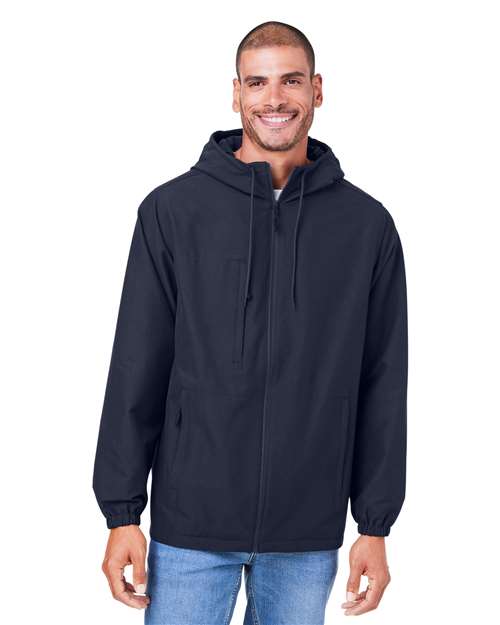Harriton Unisex Flex Twill Hooded Jacket - Harriton M73 Dark Navy XS