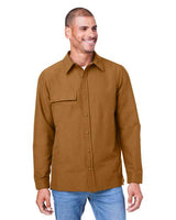 Harriton Unisex Flex Twill Overshirt Jacket - Harriton M72 Duck Brown XS