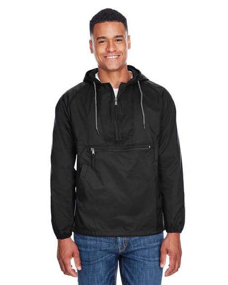 Harriton Unisex Packable Hooded Nylon Jacket - Harriton M750 Black S