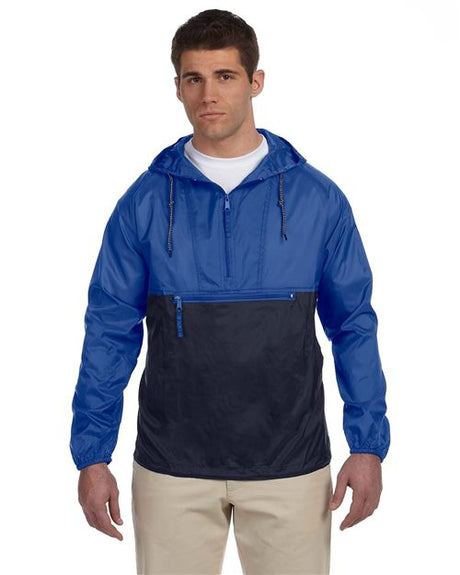 Harriton Unisex Packable Hooded Nylon Jacket - Harriton M750 Black S