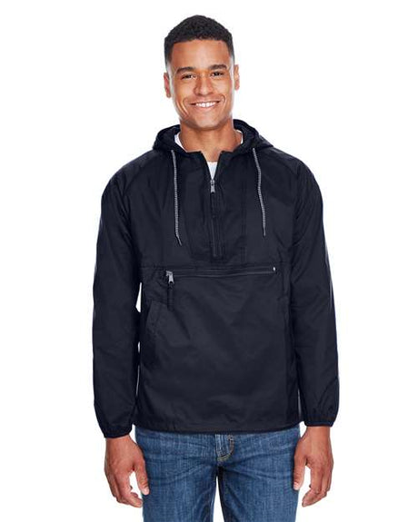 Harriton Unisex Packable Hooded Nylon Jacket - Harriton M750 Navy S