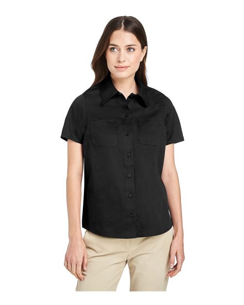 Harriton Women's Advantage IL Short Sleeve Dress Shirt - Harriton M585W Black XS