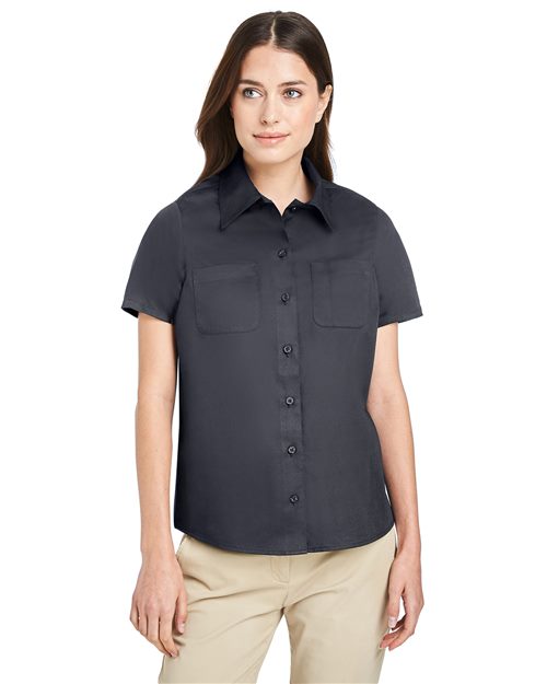 Harriton Women's Advantage IL Short Sleeve Dress Shirt - Harriton M585W Black XS