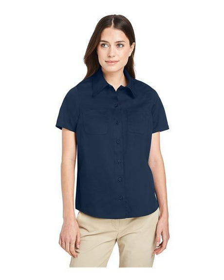 Harriton Women's Advantage IL Short Sleeve Dress Shirt - Harriton M585W Dark Navy XS