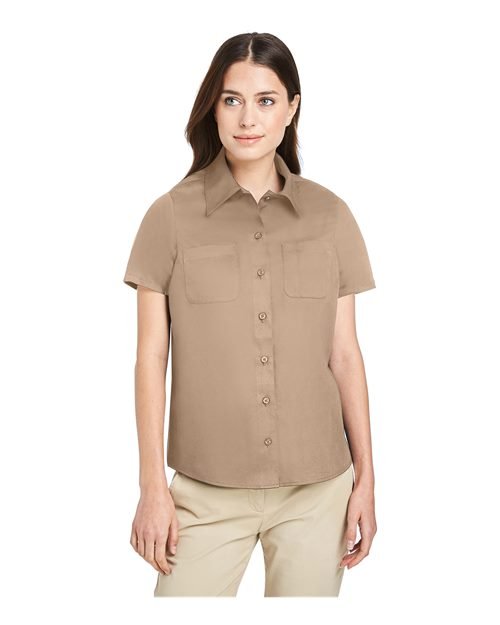 Harriton Women's Advantage IL Short Sleeve Dress Shirt - Harriton M585W Khaki XS