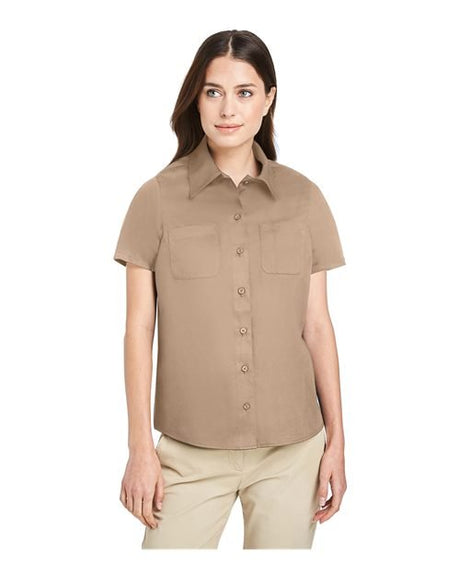 Harriton Women's Advantage IL Short Sleeve Dress Shirt - Harriton M585W Khaki XS