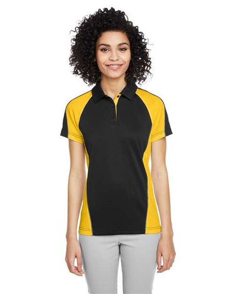 Harriton Women's Advantage Snag Protection Plus IL Colorblock Polo - Harriton M385W Black/ Sunray Yellow/ Dark Charcoal XS