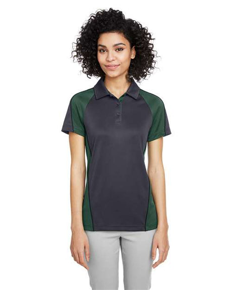 Harriton Women's Advantage Snag Protection Plus IL Colorblock Polo - Harriton M385W Dark Charcoal/ Dark Green/ Black XS