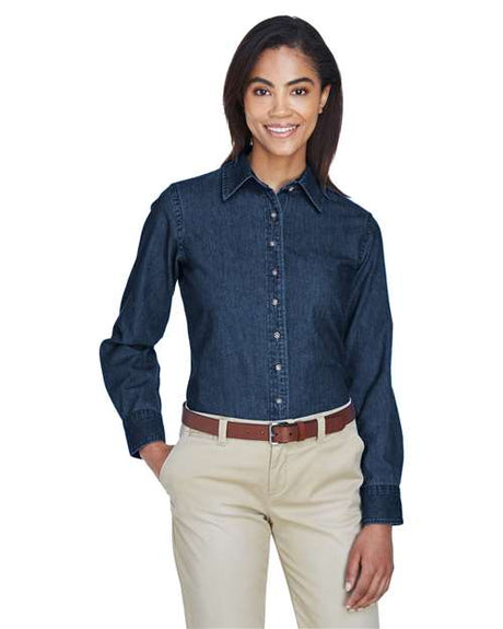 Harriton Women's Denim Shirt - Harriton M550W Dark Denim S