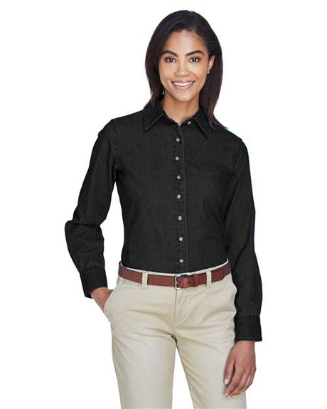 Harriton Women's Denim Shirt - Harriton M550W Washed Black S