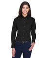 Harriton Women's Easy Blend™ Long Sleeve Twill Dress Shirt with Stain - Release - Harriton M500W Black XS