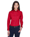 Harriton Women's Easy Blend™ Long Sleeve Twill Dress Shirt with Stain - Release - Harriton M500W Red XS