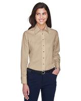 Harriton Women's Easy Blend™ Long Sleeve Twill Dress Shirt with Stain - Release - Harriton M500W Stone XS